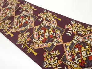 華紋に草木模様織出し名古屋帯